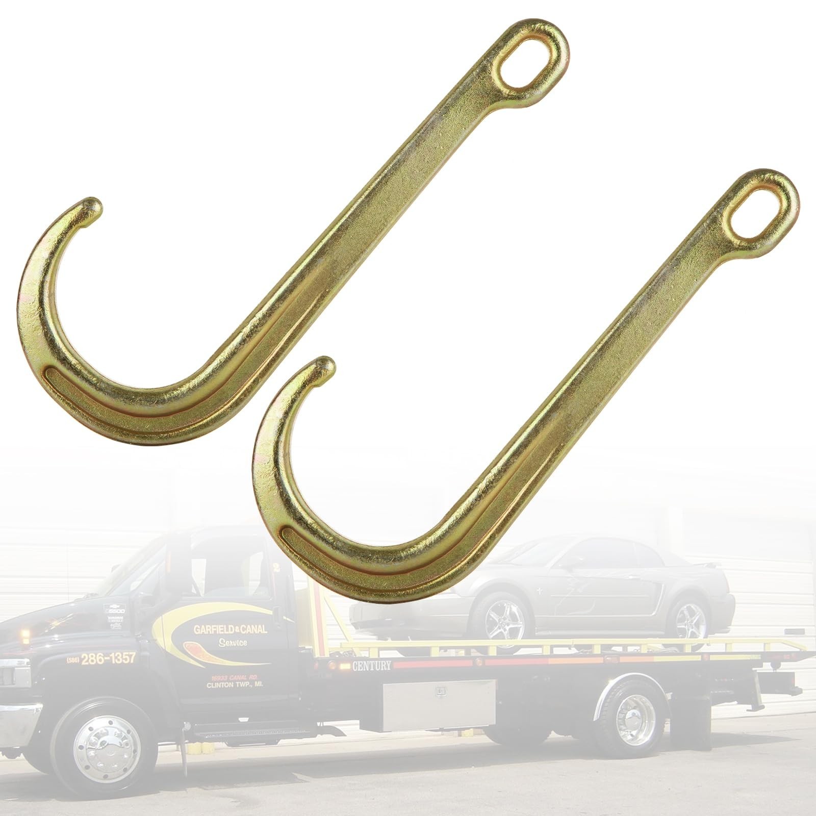 JMIATRY 2 Packs 15 inches J Hooks Towing G70 Steel Heavy Duty Towing J Hook Y...