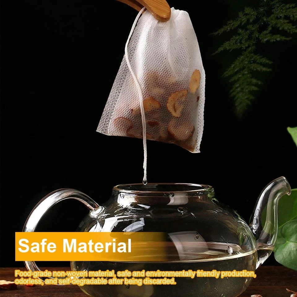 500Pcs Tea Bags Disposable Drawstring Flip Empty Teabags Herb Loose Teas Filters