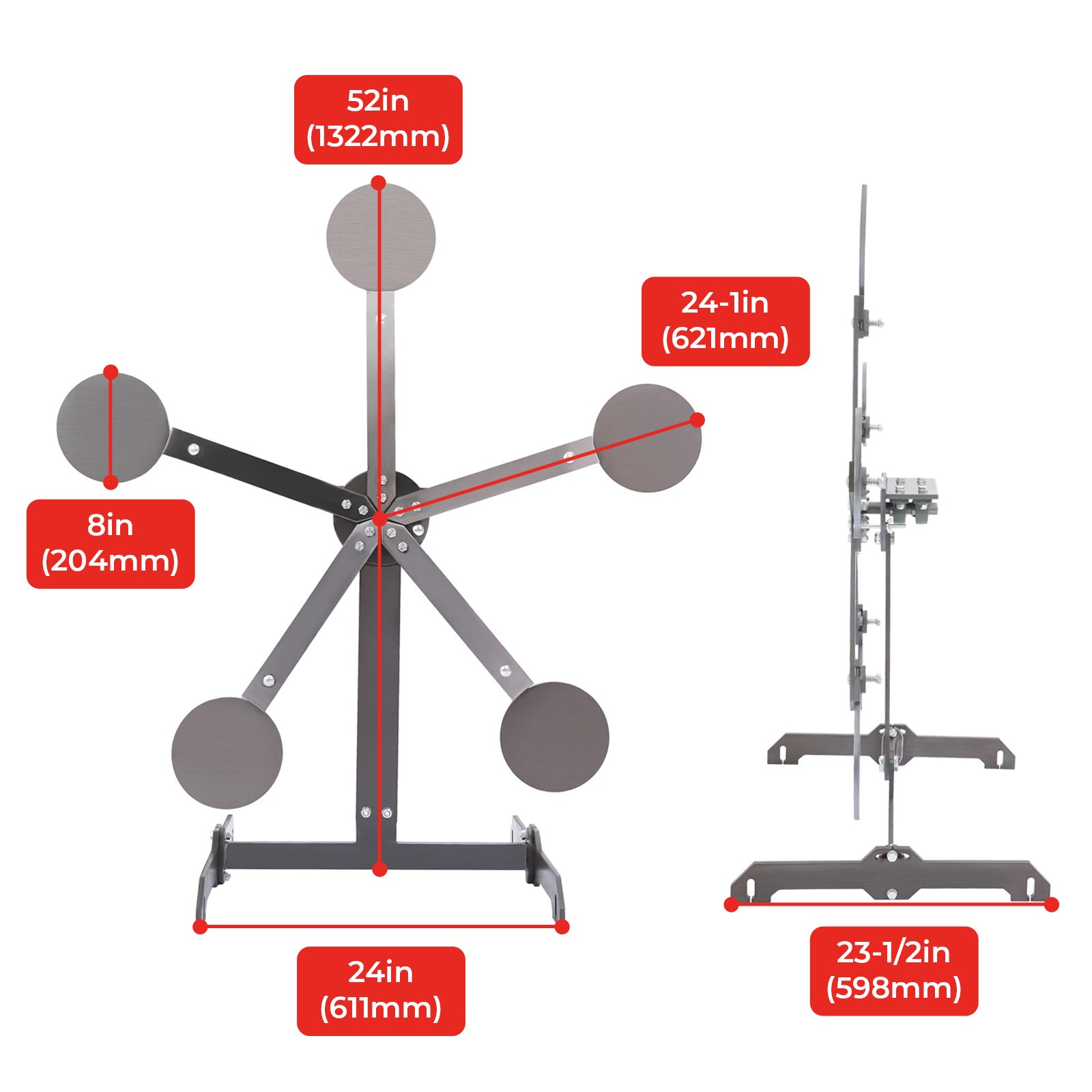 8" inch Portable Paddles Star Reactive Shooting Target Q235 Steel, No Welding
