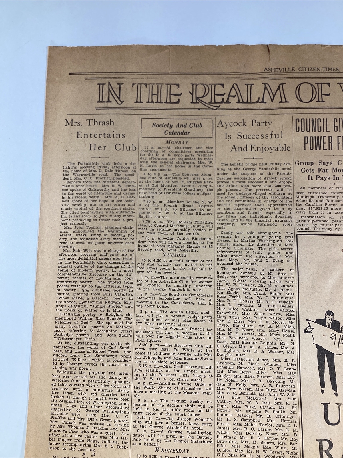 Ashville NC Newspaper Feb 19, 1933 Great Ads Women Miami Columns Carolina Power