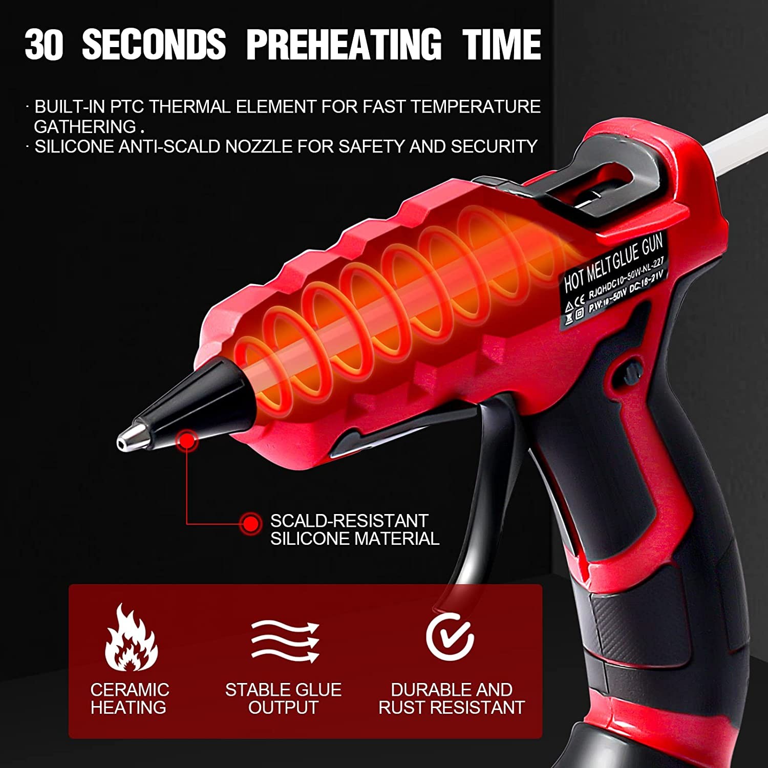 Hot Glue Gun Handheld Quick Preheat For Milwaukee 18V 20V Battery With 10 Sticks