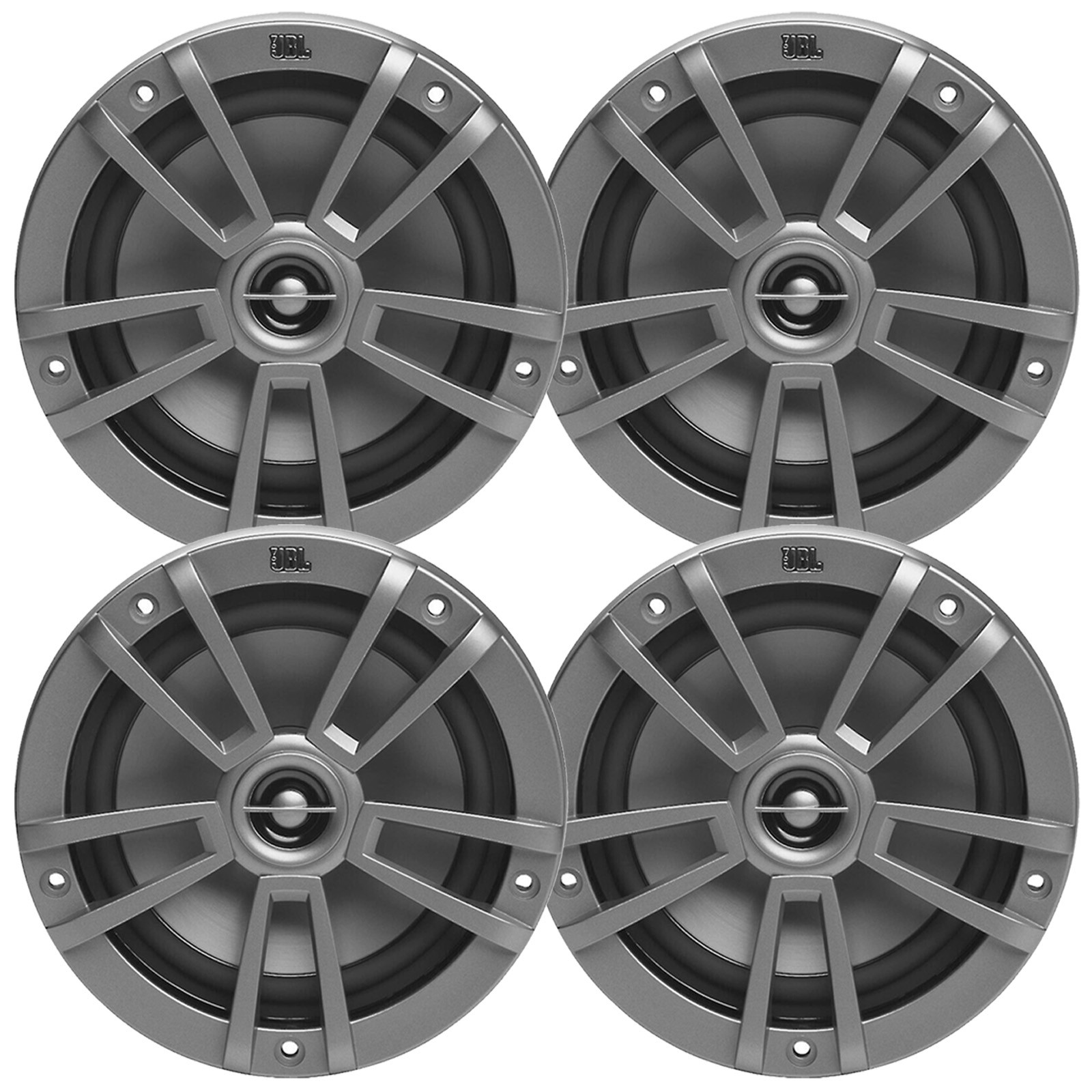4x JBL Marine Stage 6 6.5" 180W Max 2-Way Multi-Element Gray Marine Speakers