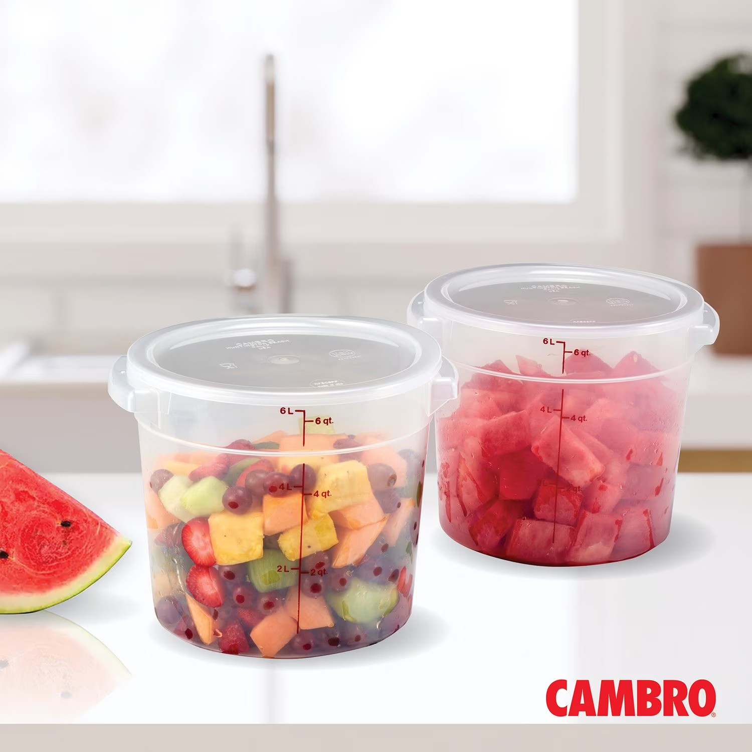 Cambro Round Translucent Container with Lid 6 qt., 2 pk. FREE shipping