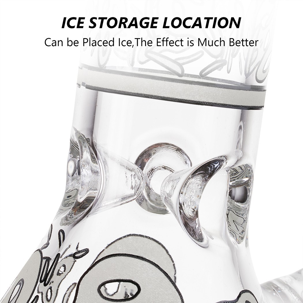 7.8" Skull Fluorescent Glass Bong Glass Water Pipe Smoking Tobacco Beaker 14MM