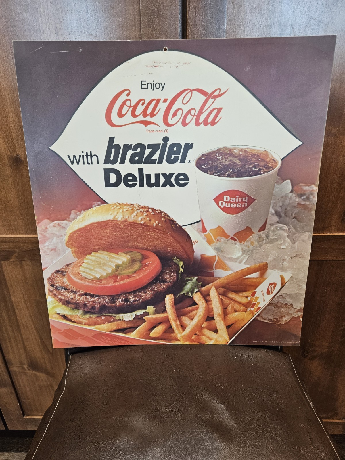 Vintage Coca-Cola Dairy Queen Hanging Sign “Brazier Deluxe” Store Display