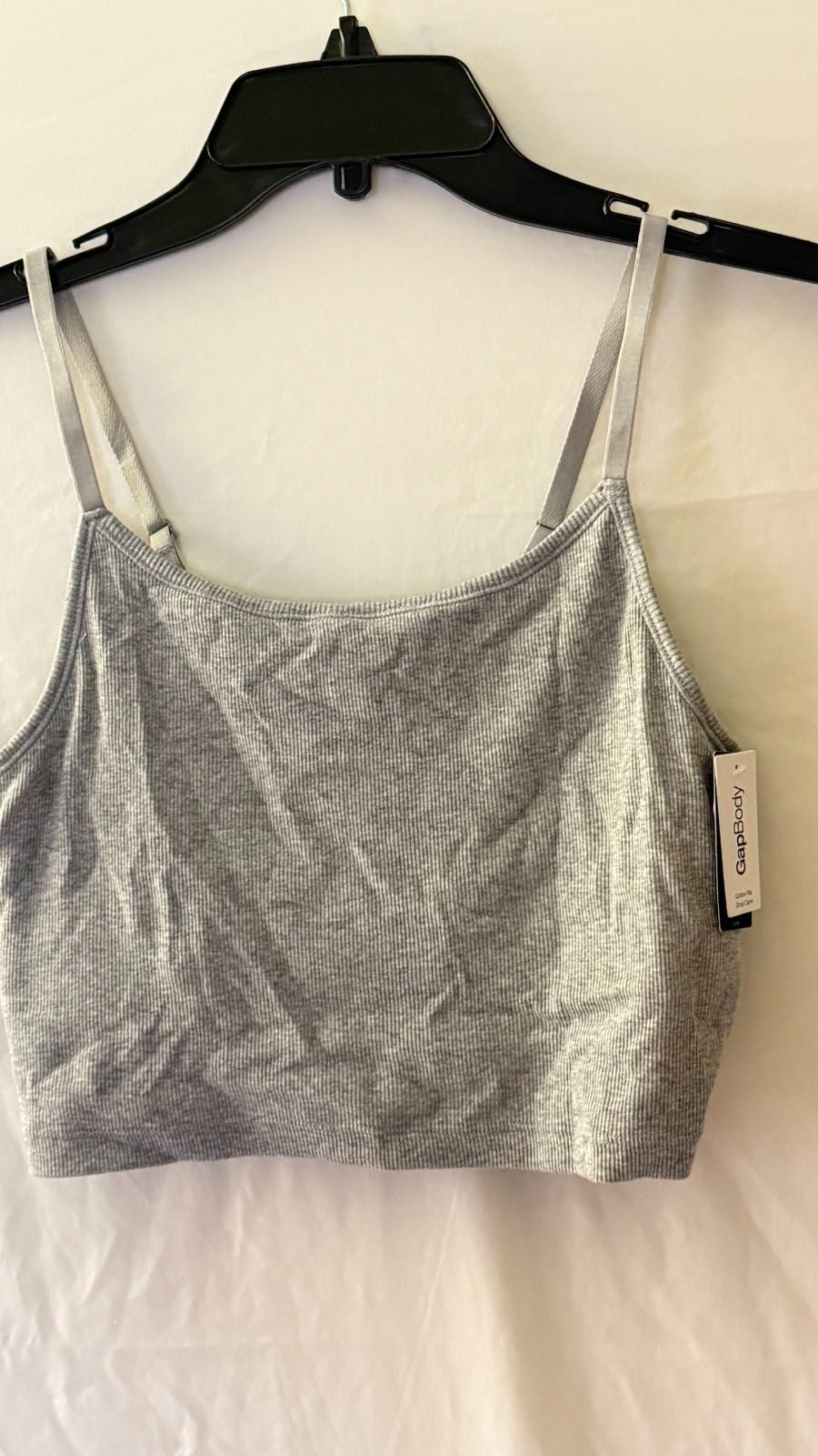 New Gap Women's Logo Comfort Cotton Rib Crop Cami Bra Gray Size L