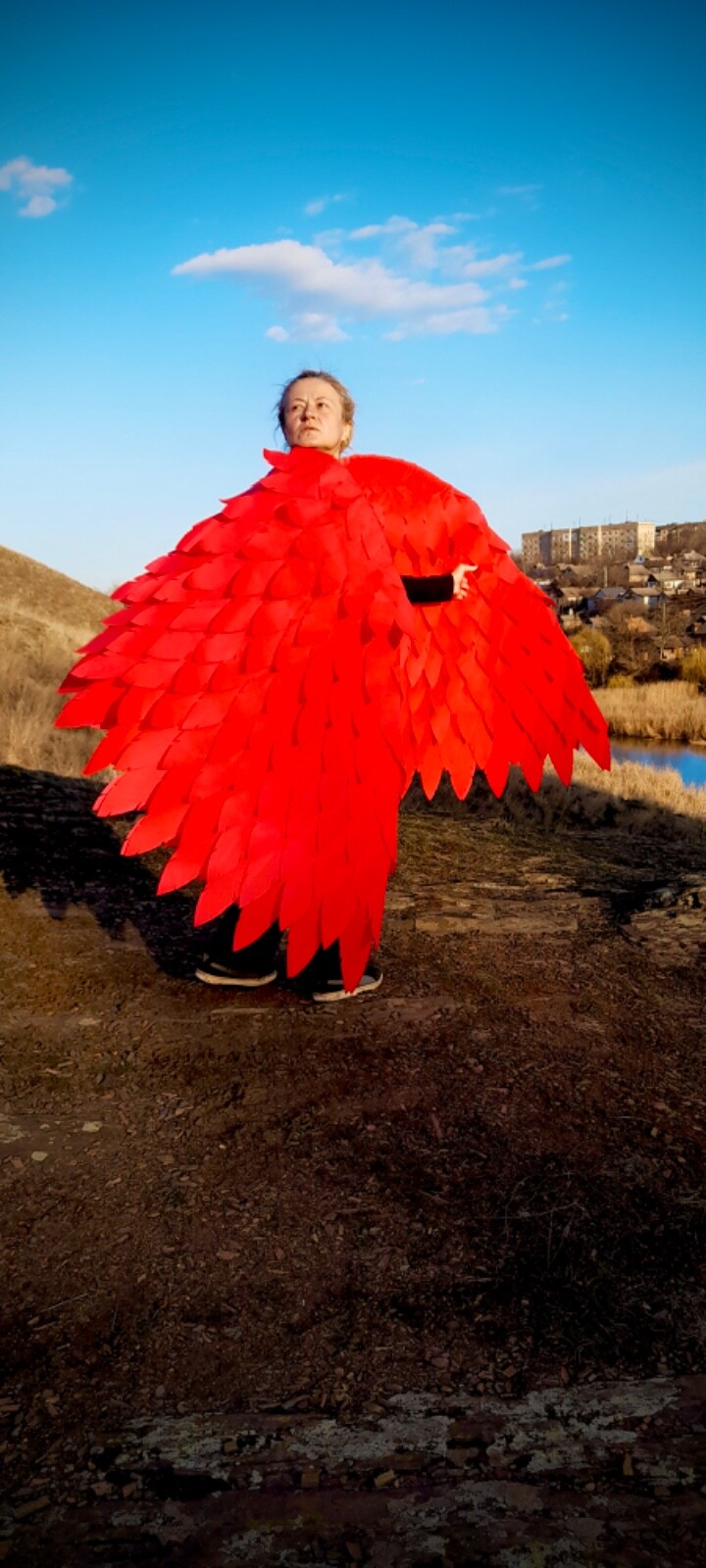 Red Angel Wings Costume Moveable Wings Red Adult Wings Cosplay Halloween Costume