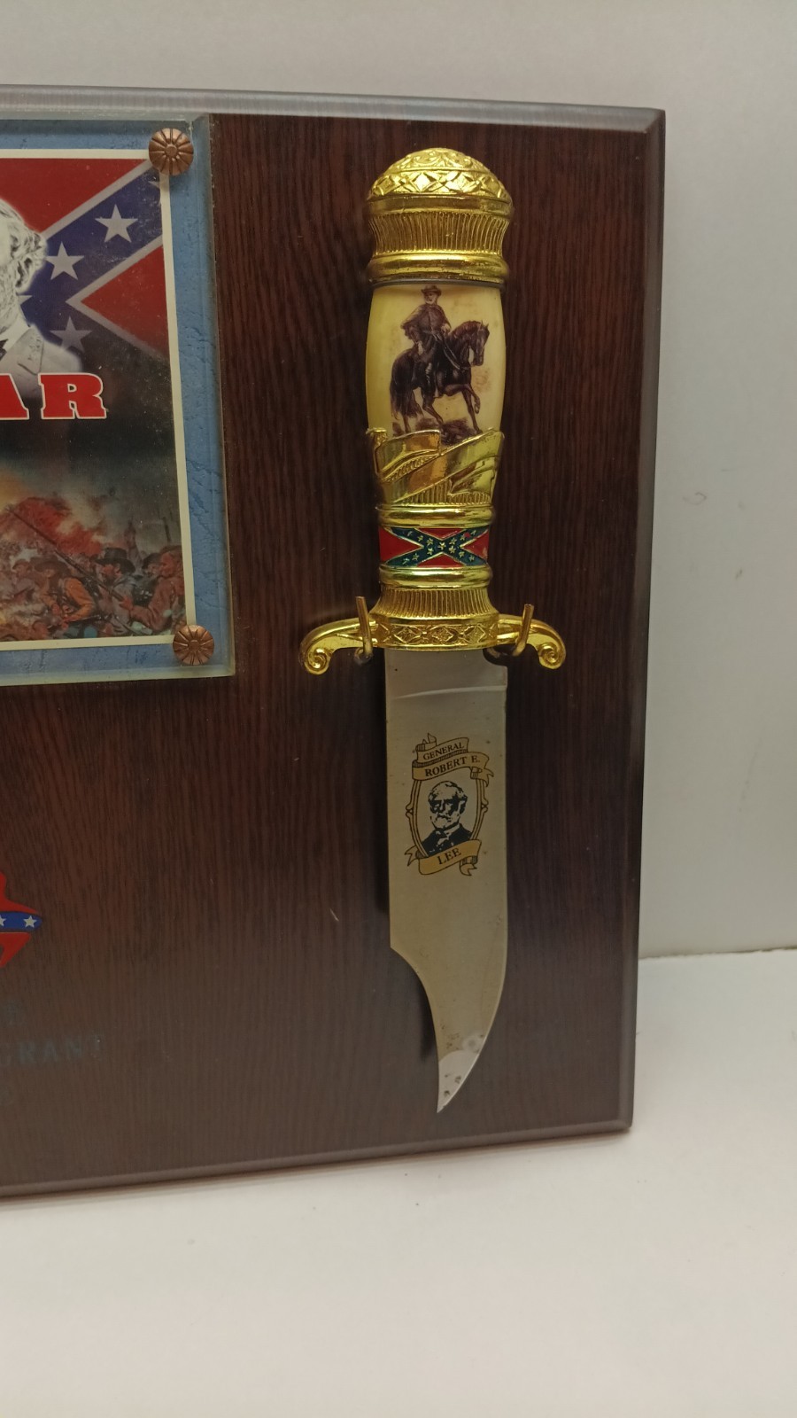 Bowie Knives Robert E Lee And Ulysses S Grant Civil War Wooden Plaque 17" x 12 "