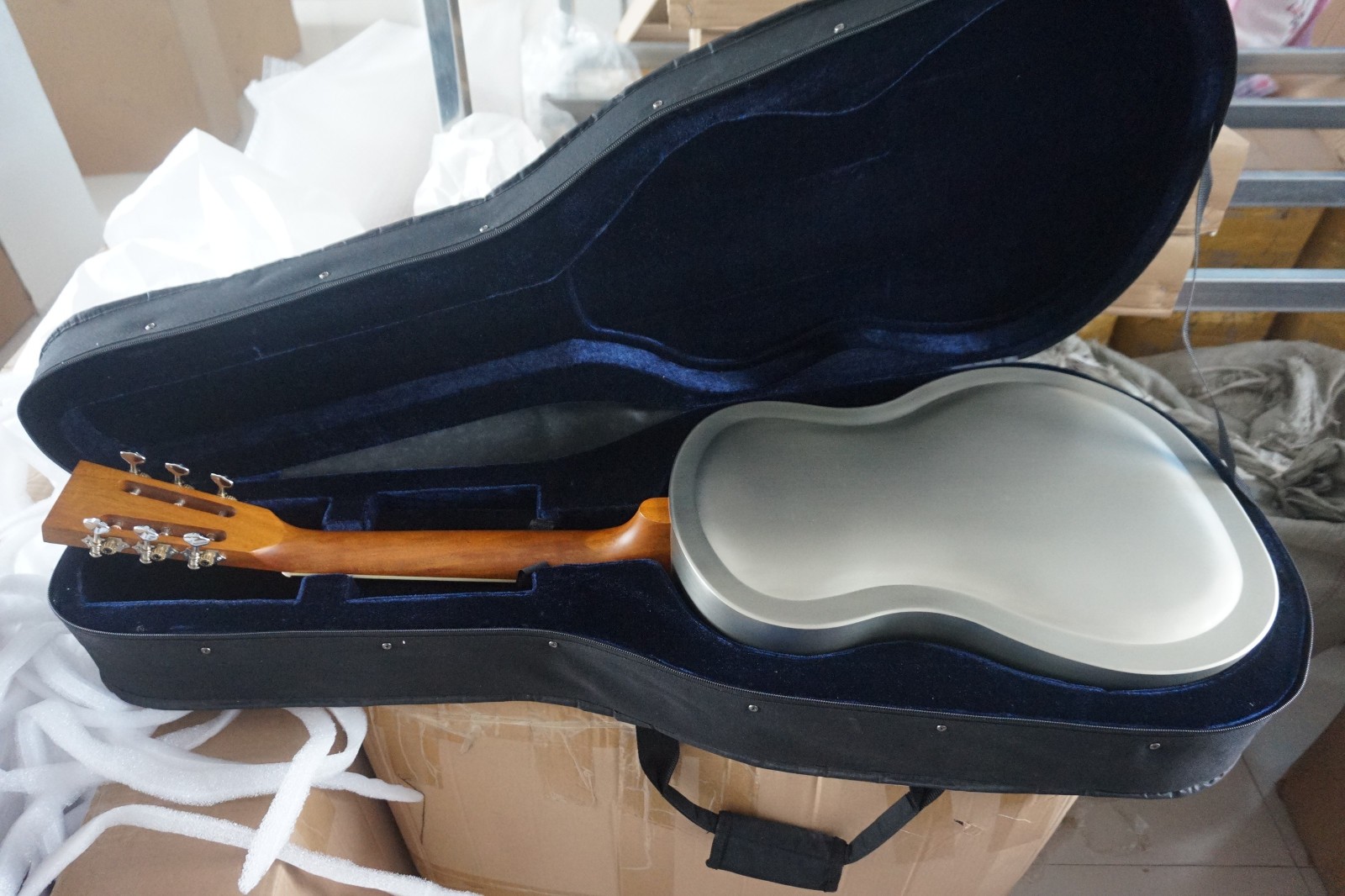 Aiersi Vintage Brass Body Duolian F Sound Holes Single Cone Resonator Guitar