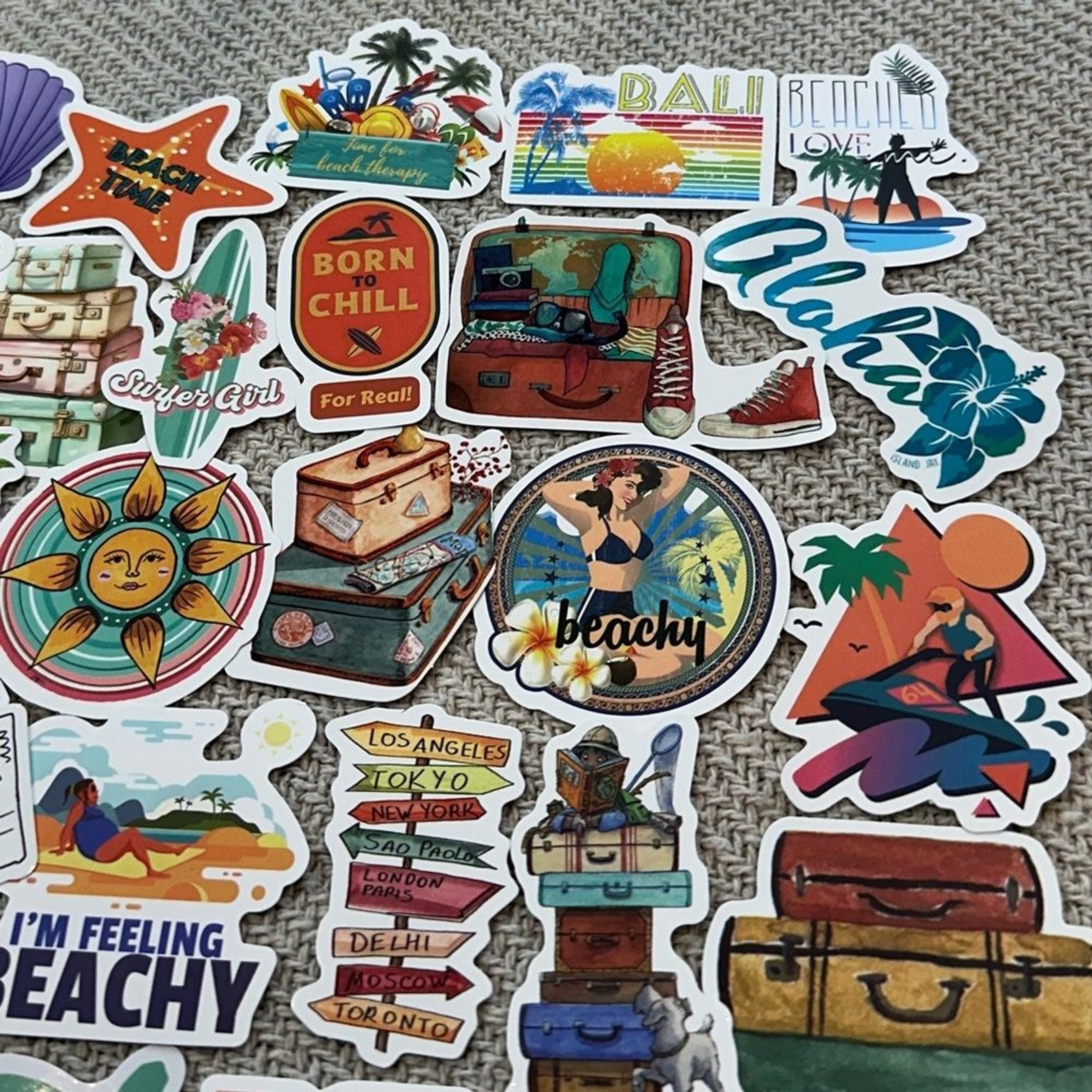 Beach Summer Lot of 50 Stickers Multicolor Travel Surf Vacation Pool Random