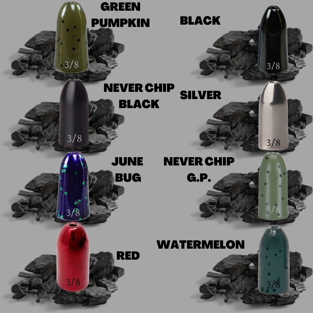 Reaction Tackle Tungsten Bulk Worm Weights Bullet Sinkers Various Colors / Sizes