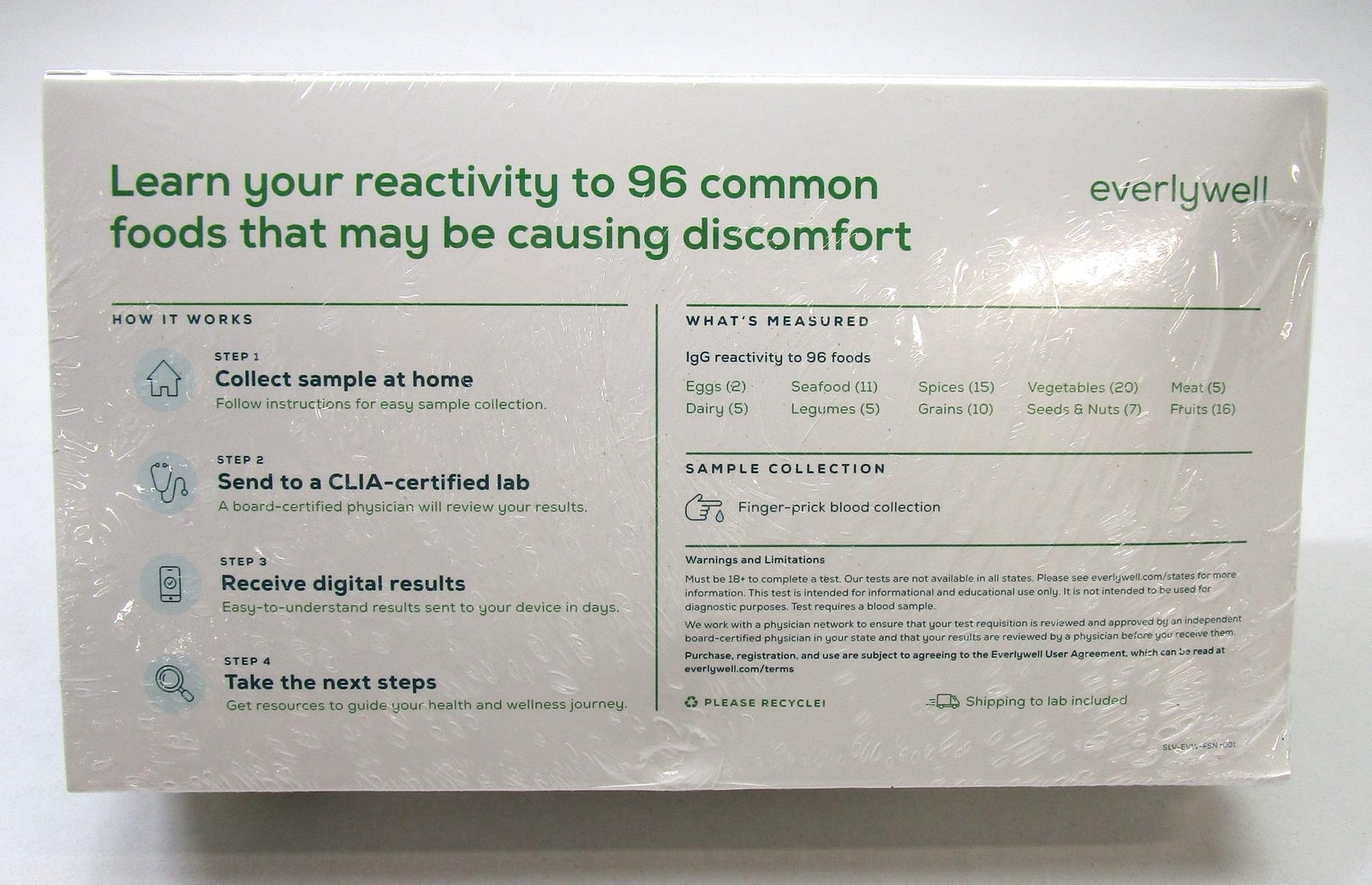 Everlywell Food Sensitivity Test - Learn How Your Body Responds to 96 Different