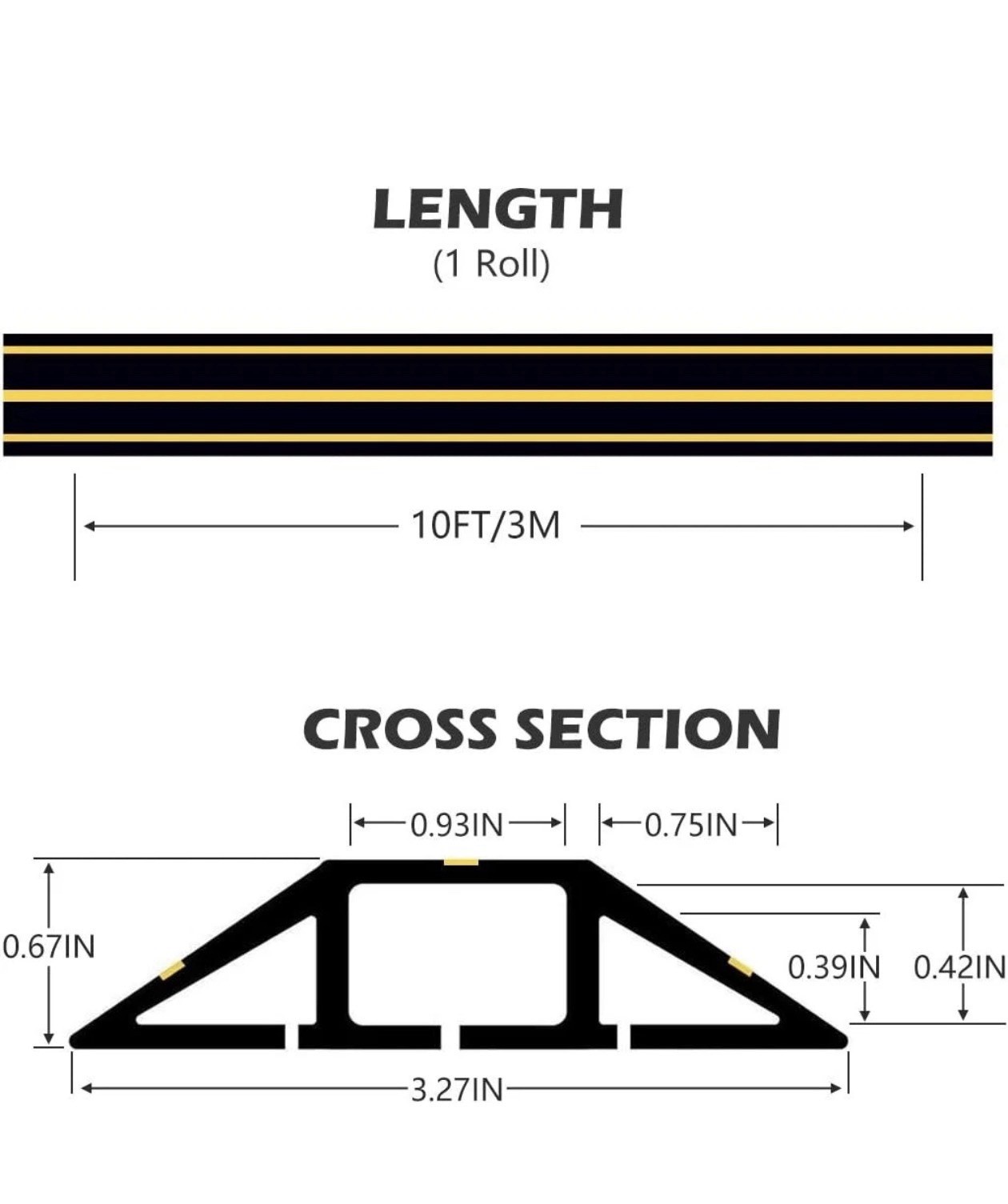 10Ft Floor Cord Cover Heavy Duty Floor Cable Cover 3 Channels Cable Prot