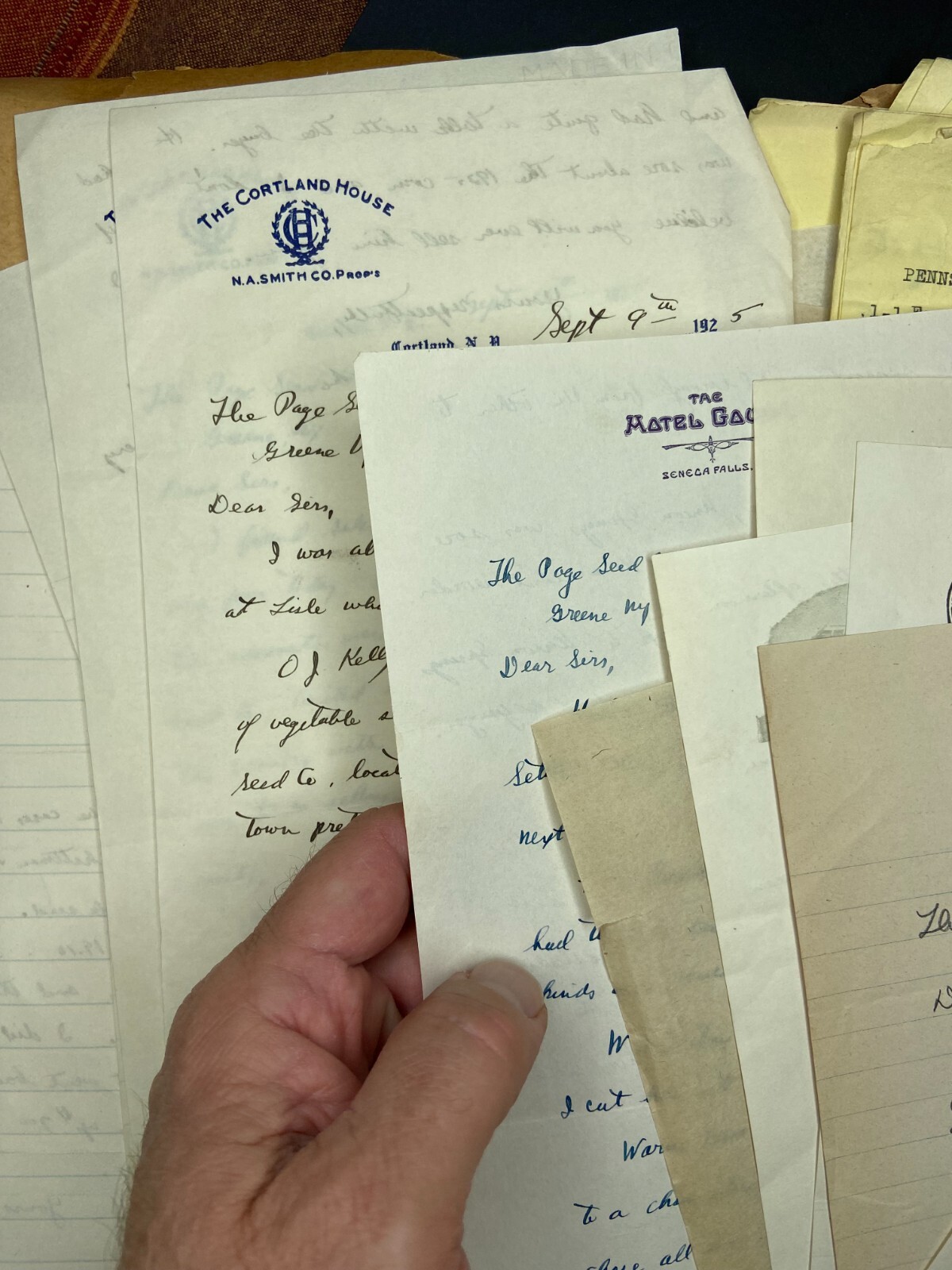 RARE Letter Archive - Traveling Salesman - Page Seed Co Greene, NY 1925 NY, PA,