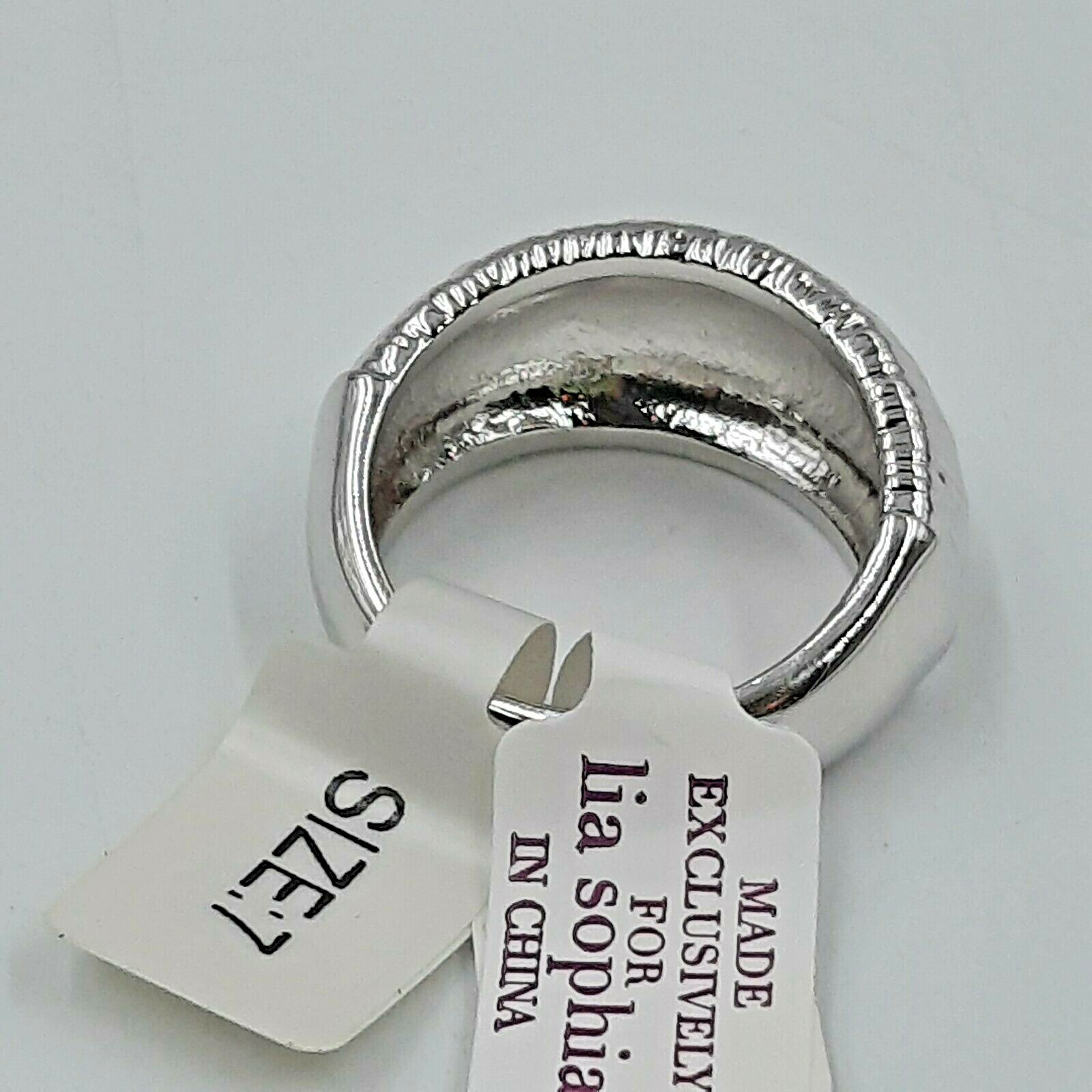 Lia Sophia Ring Retired Fashion Modern Dome Ribbed Silver Tone Spool Size 7 New