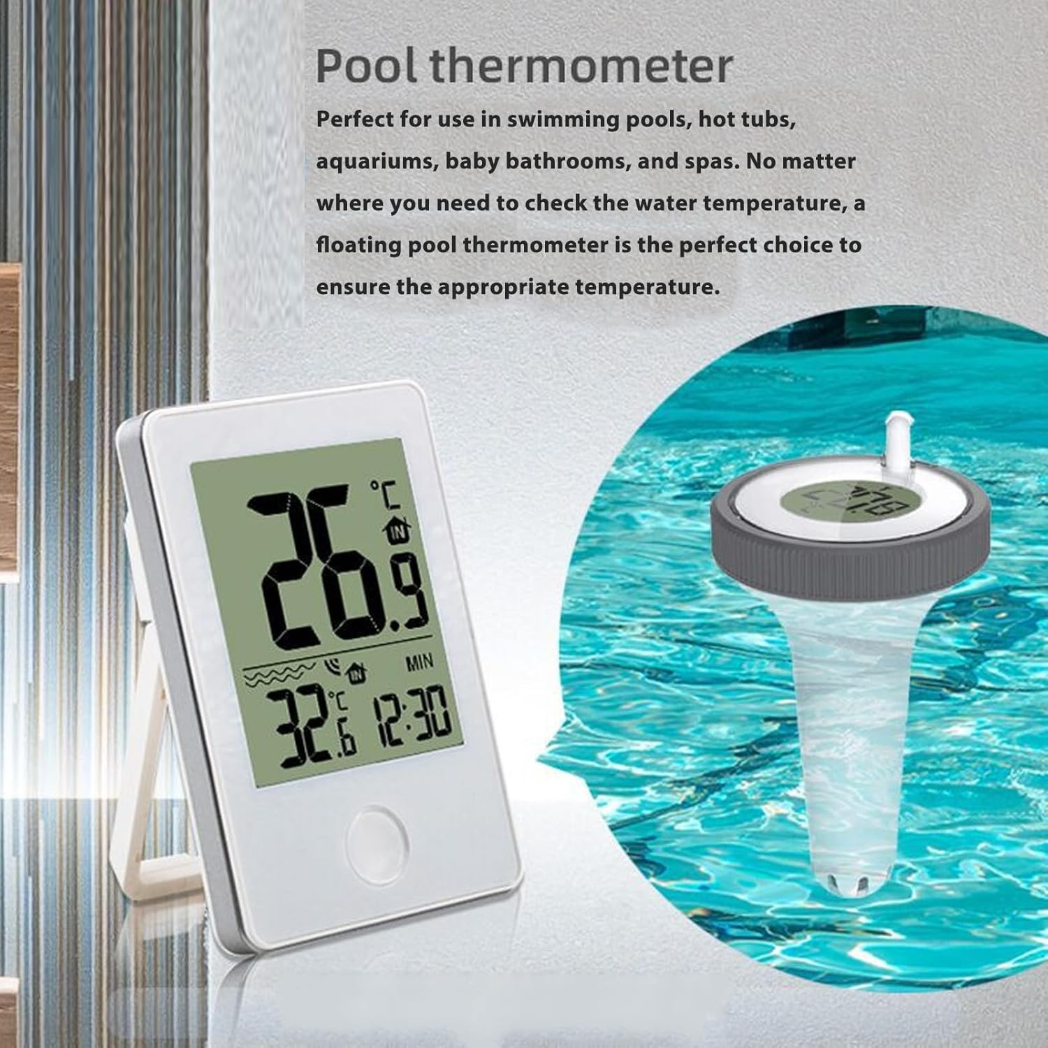 Wireless Floating Pool Thermometer Digital Monitor for Swimming Pool FJ3351A