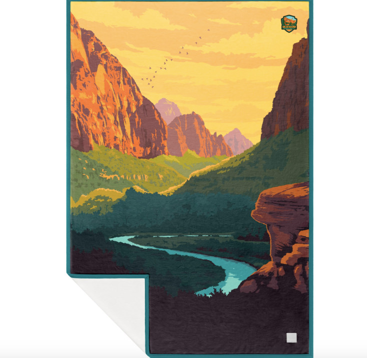 Rumpl CozyHemp Blanket Zion National Park Edition | Organic Hemp Retired Design