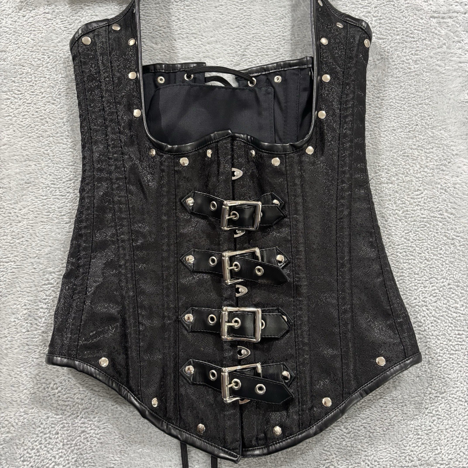 Top Drawer by Daisy Corset Women's Small Steel Boned Floral Whimsigoth Black