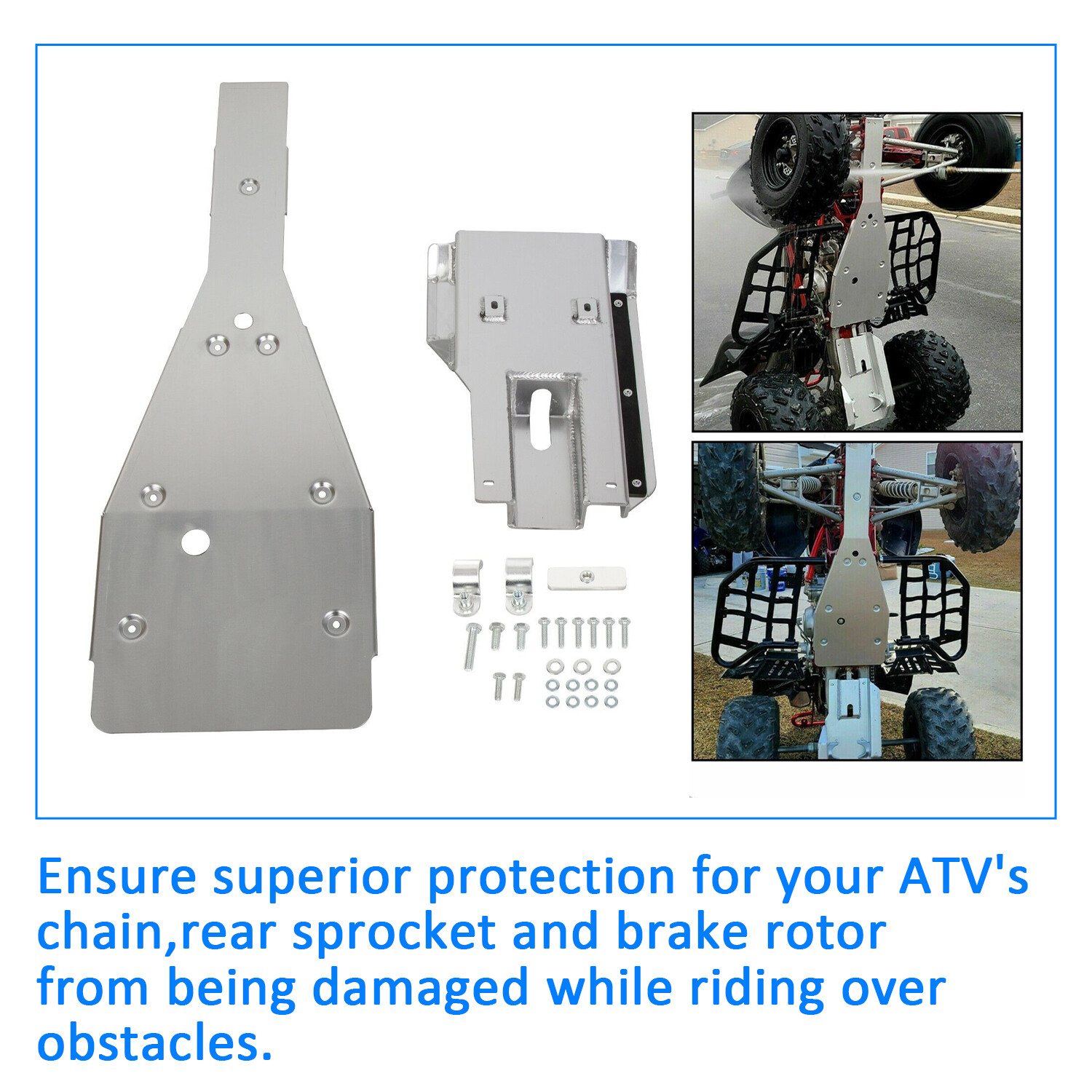 For Yamaha Raptor 700 700R Full Chassis Glide Swing Arm Skid Plate Guard Combo