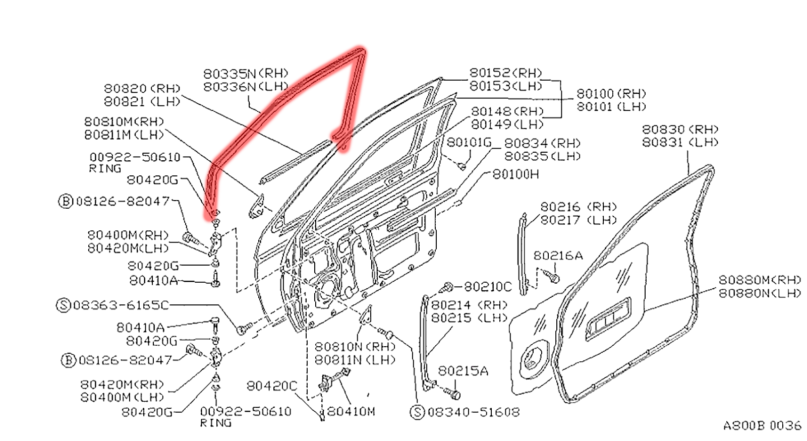 86-97 for Nissan Pathfinder Navara D21 hardbody door glass run channel felt seal