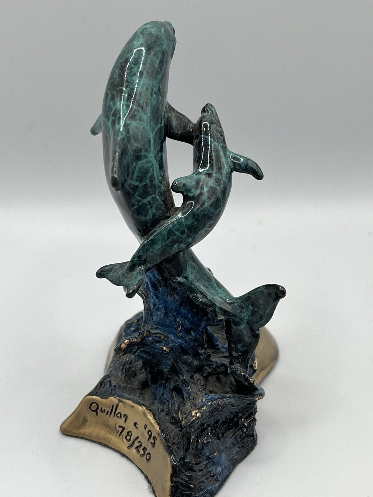 Joseph Francis Quillan "Babies Breath" Bronze Dolphin Sculpture Signed Ltd Ed