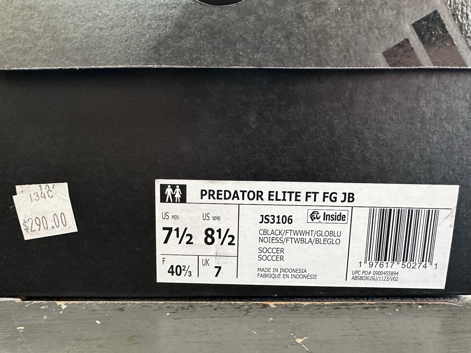 ADIDAS PREDATOR ELITE FT FG JUDE BELLINGHAM SIZE 7.5 BLACK WHITE BLUE JS3106