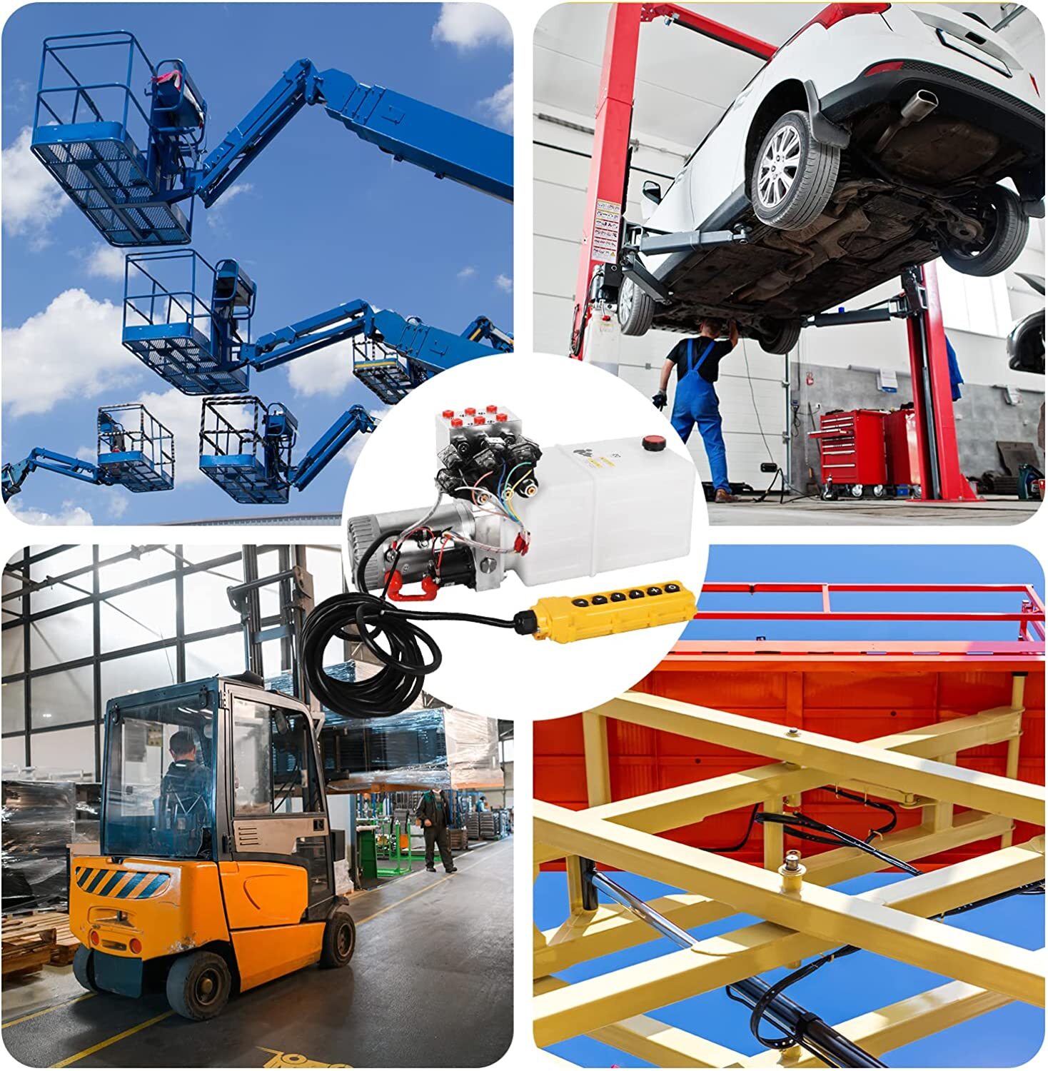 Hydraulic Power Unit Pump 6 Way 6 Quart Double Acting Dump Trailer Car Lifting