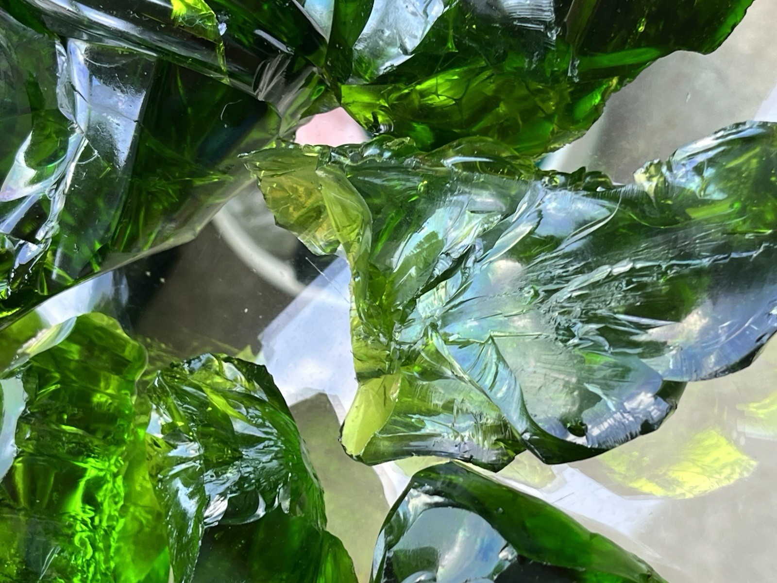 Lot of 10 Deep Green Fern Glass Cullet Slag Chunks ~ 6lbs Blenko