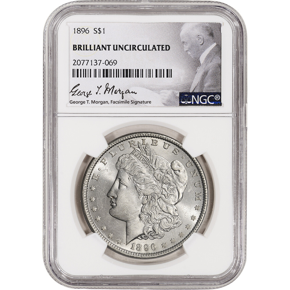 1896 US Morgan Silver Dollar $1 - NGC Brilliant Uncirculated
