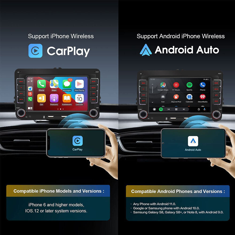 7'' Multimedia Player GPS Sat Nav Carplay Android 11 FM For VW Golf 5 6 Passat Polo