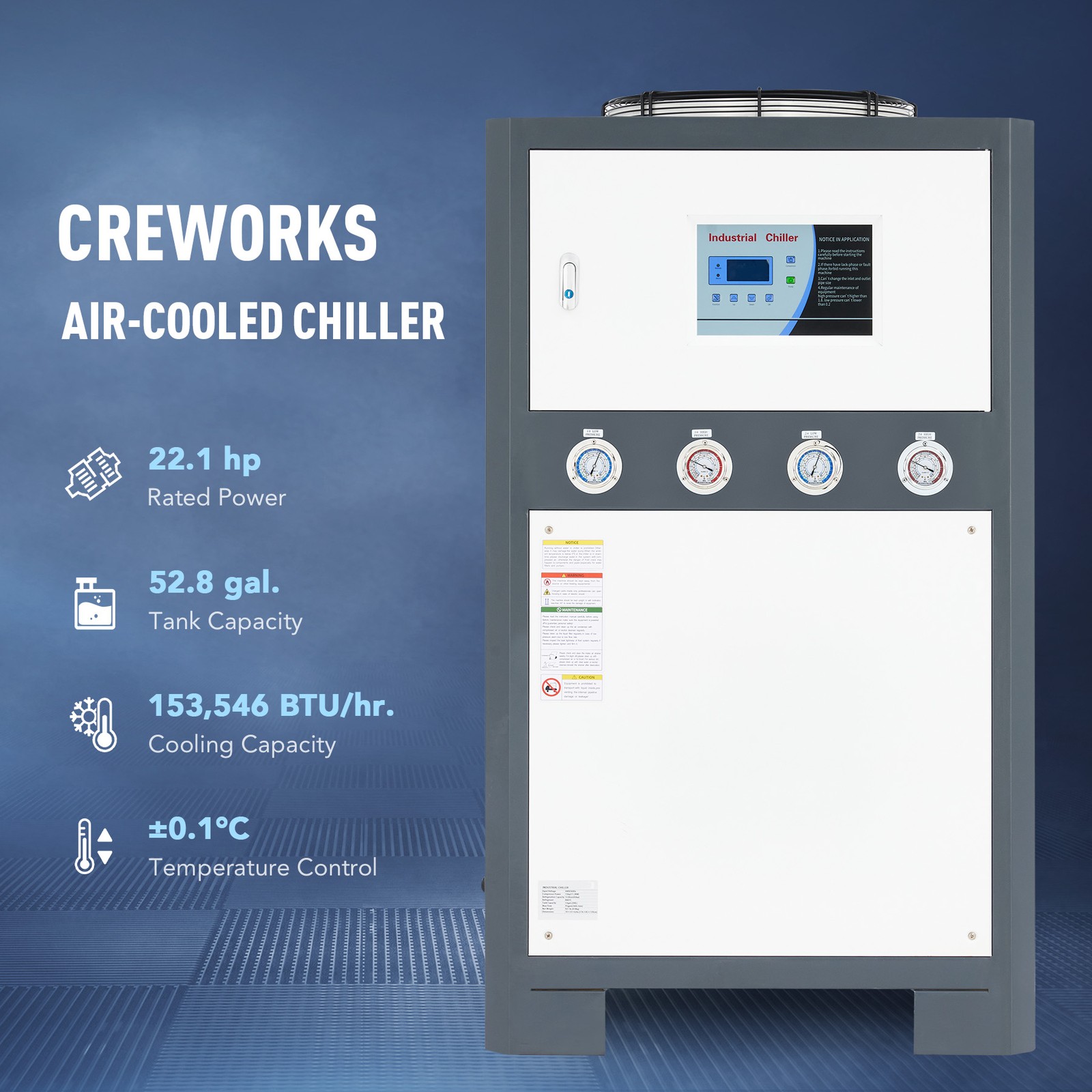 CREWORKS 22.1HP Air-Cooled Chiller for Laser Cooling Plastic Processing Welding