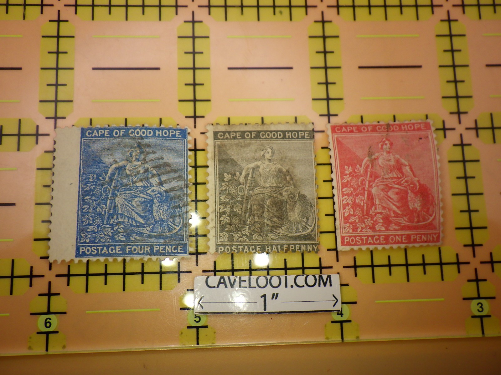 Cape of Good Hope "Hope Seated" Stamps - Trio: 1/2d, 1d, 4d - Used Classics