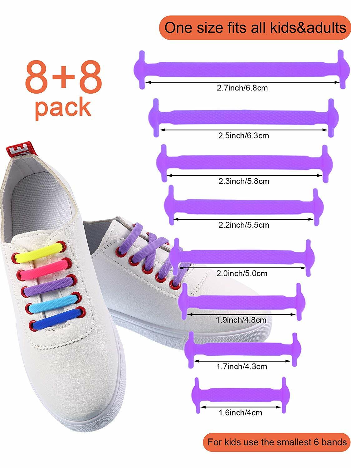 No Tie Shoelaces Elastic Shoe Laces Silicone Rubber For Kids Adults Sneakers