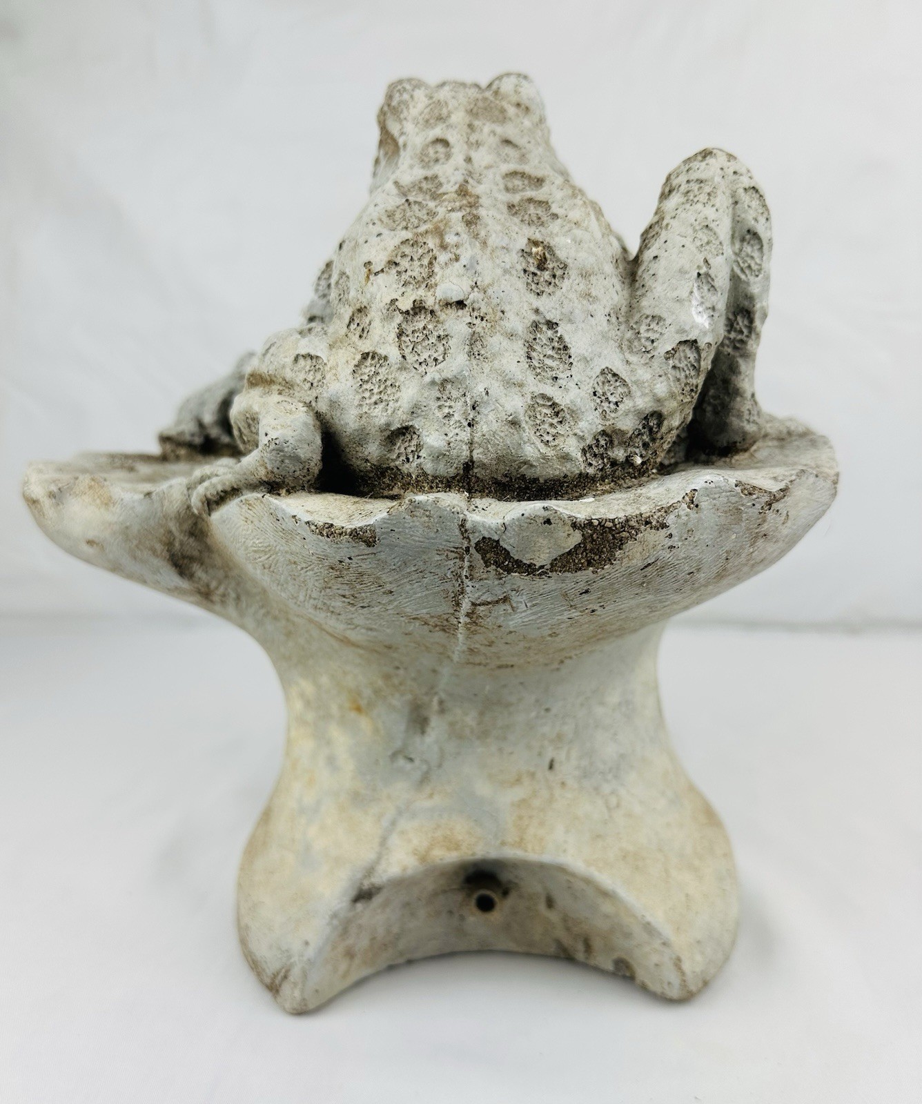 VTG 31lb Concrete Pond Spitter Fountain Accessory Mom & Baby Frogs Lilly Pad 12”