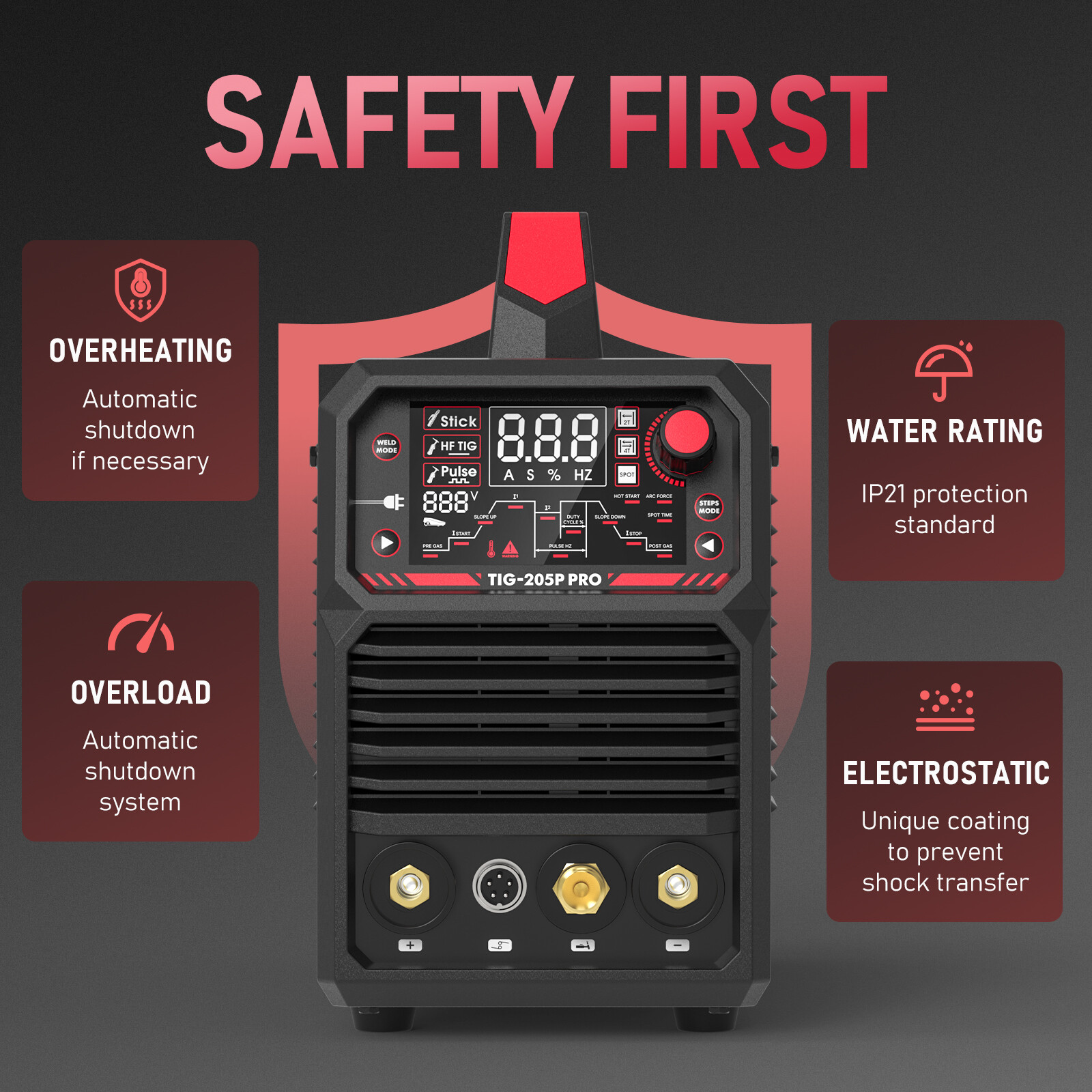 IGBT STICK/DC TIG/PULSE TIG 3 In 1 Welding Machine 205A 110&220V Dual Voltage