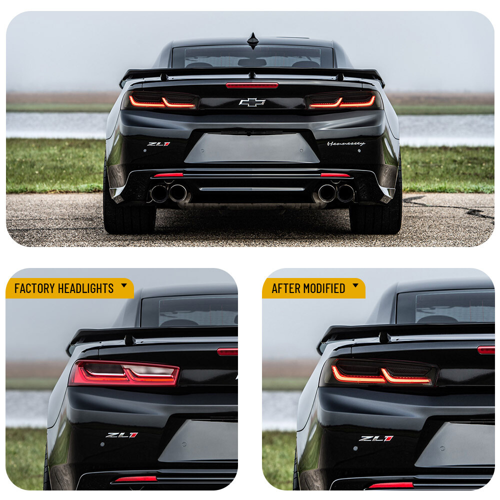 VLAND LED Tail Lights For Chevy Camaro 2016-2018 DRL FULL Smoked Rear Lights