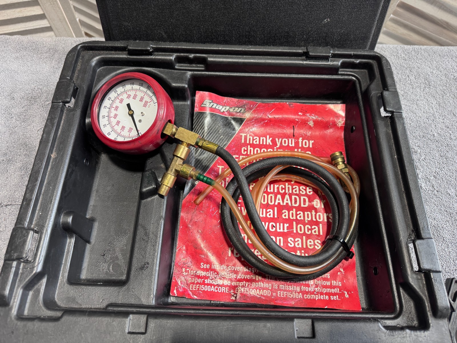 Snap-on Tools Master Fuel Injection Pressure Gauge Test Kit Set EEFI500A