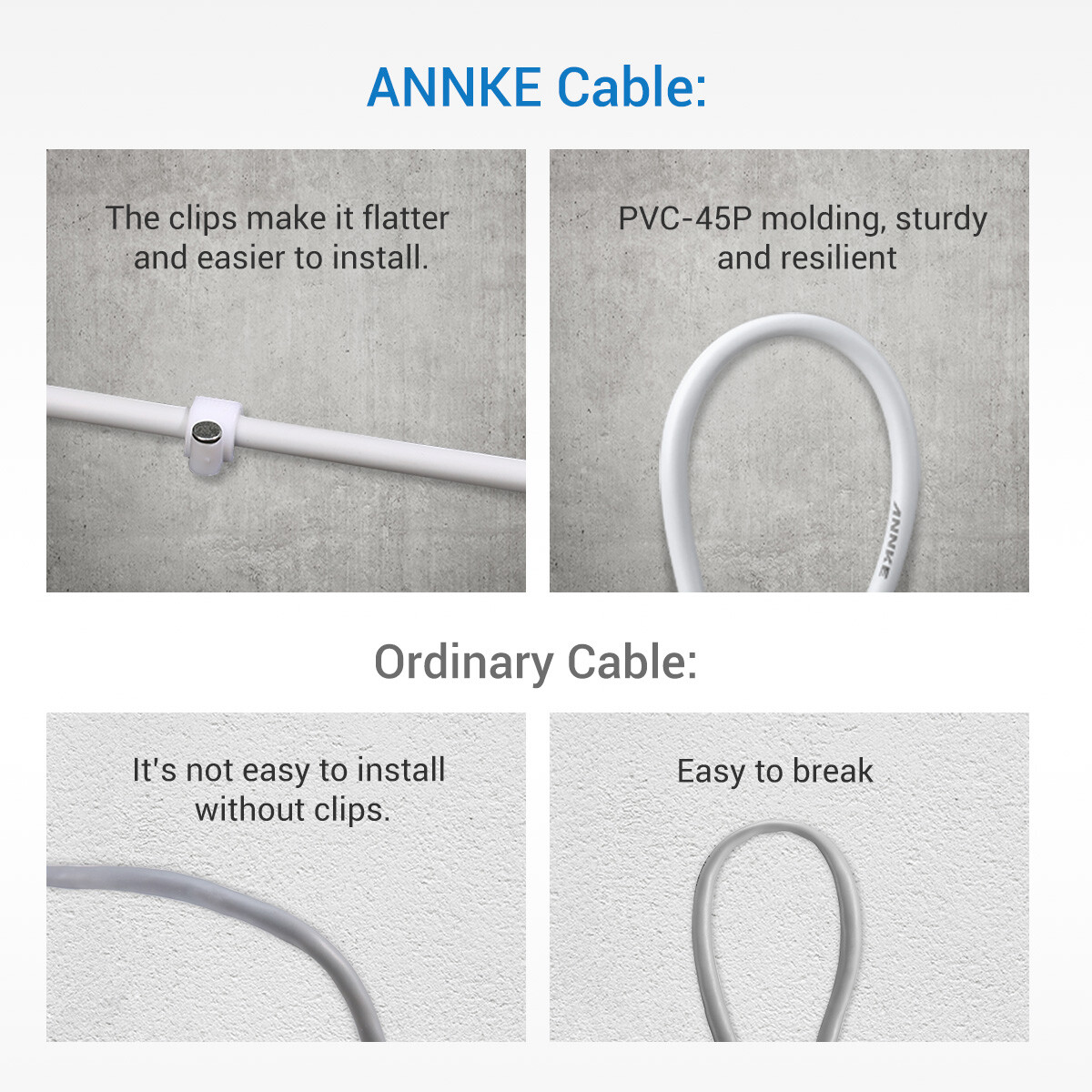 ANNKE 4x 100ft 30m Security Camera Video Power Cable BNC RCA CCTV Extension Cord