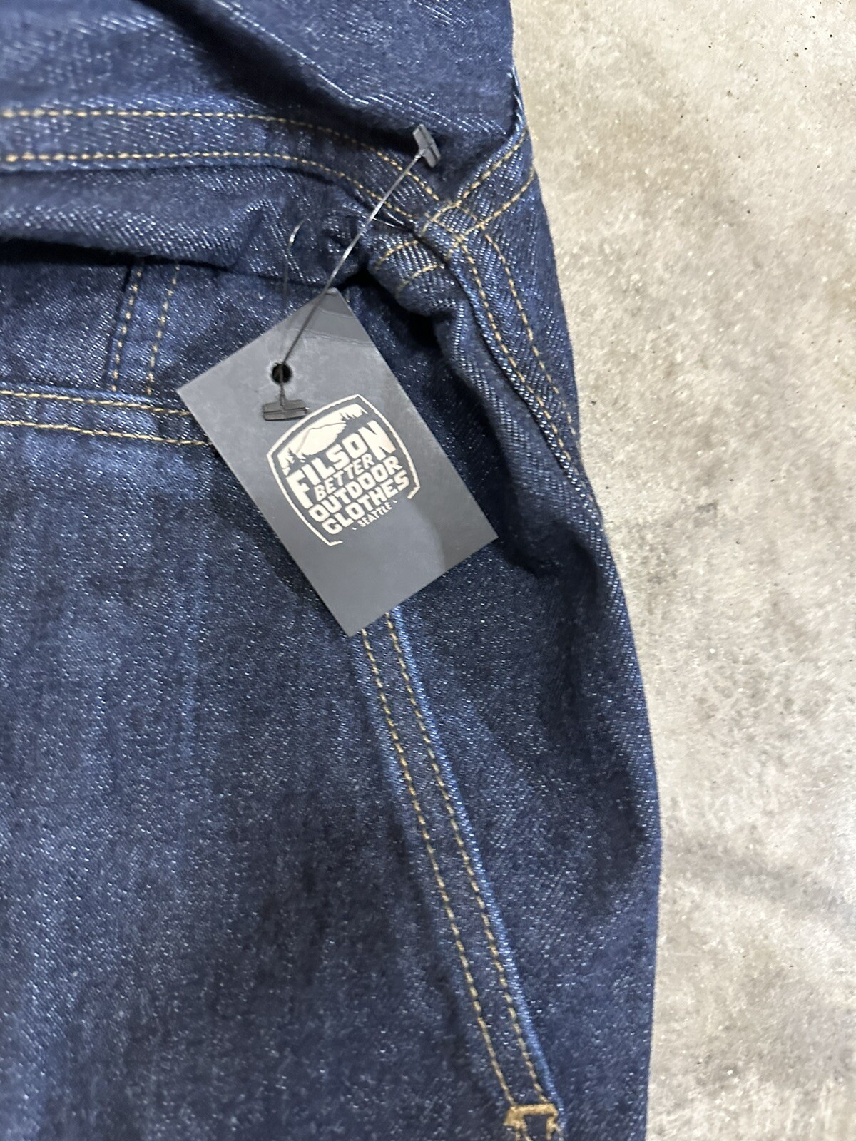 NWT Filson Unlined Denim Short Cruiser Rinsed Indigo Blue Mens Button USA XS