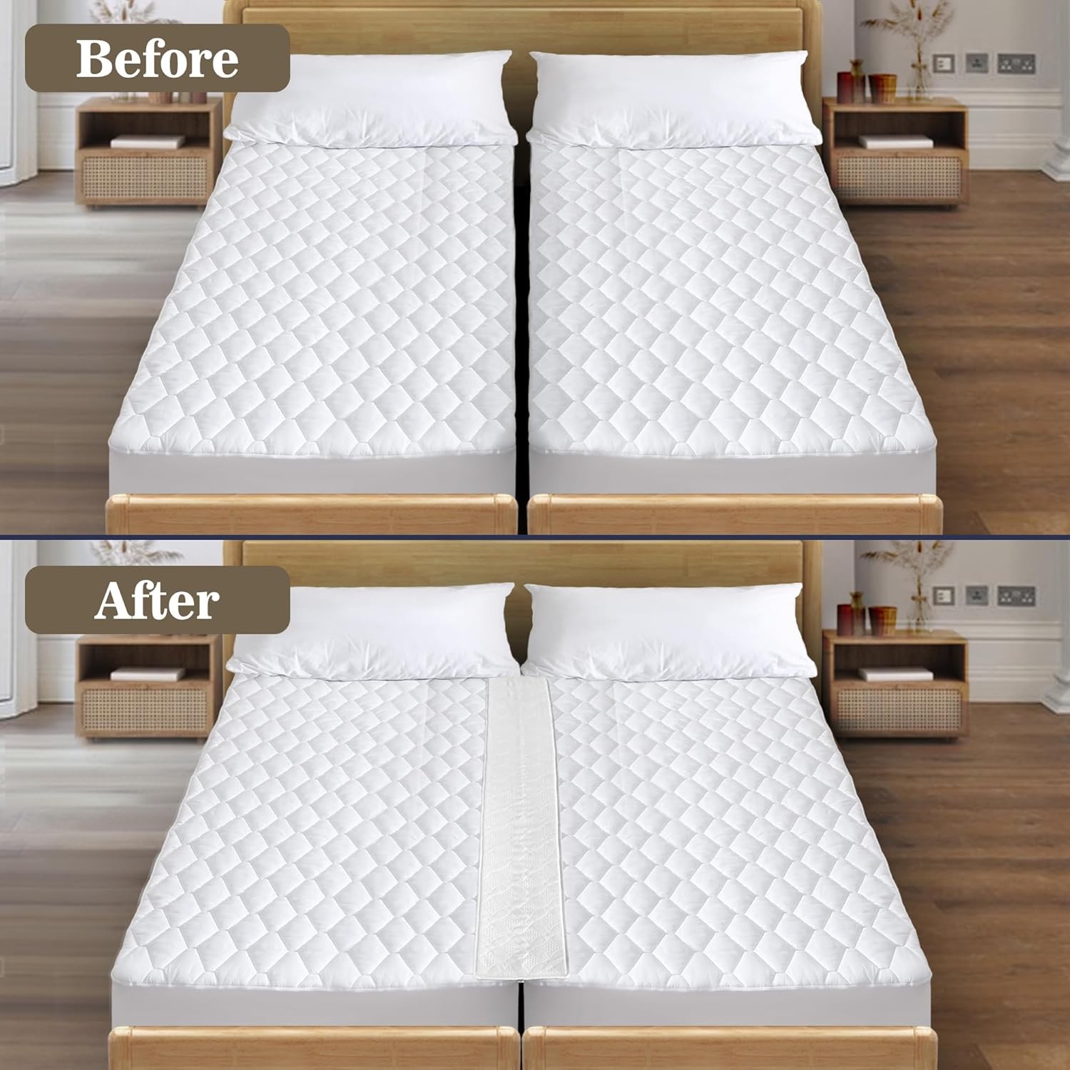 Bed Bridge Twin Size to King Size Bed, Memory Foam Waterproof Mattress Gap Fille