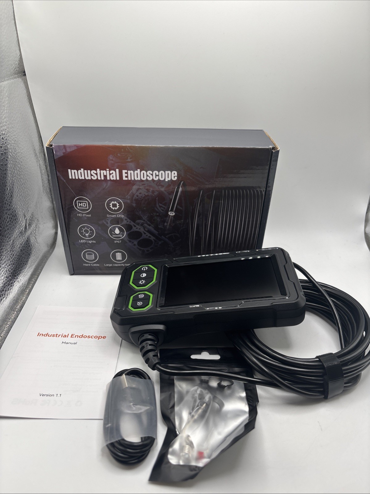 HD Endoscope Inspection Camera 4.3” LCD Screen LED Borescope 16.4ft IP67 Tool