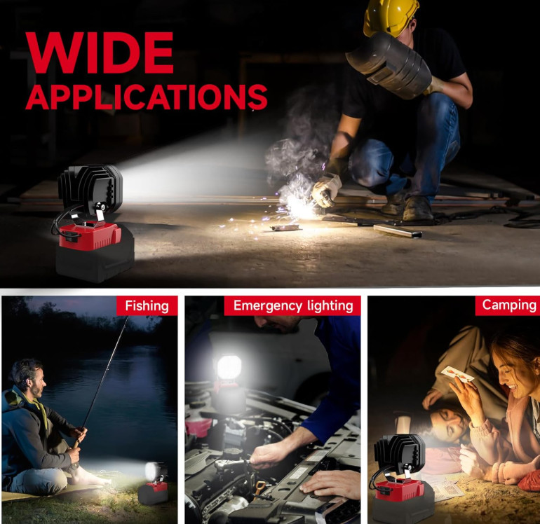 2 Pack 40W LED Work Light Compatible with Milwaukee 18V Battery 6000lm 6500k