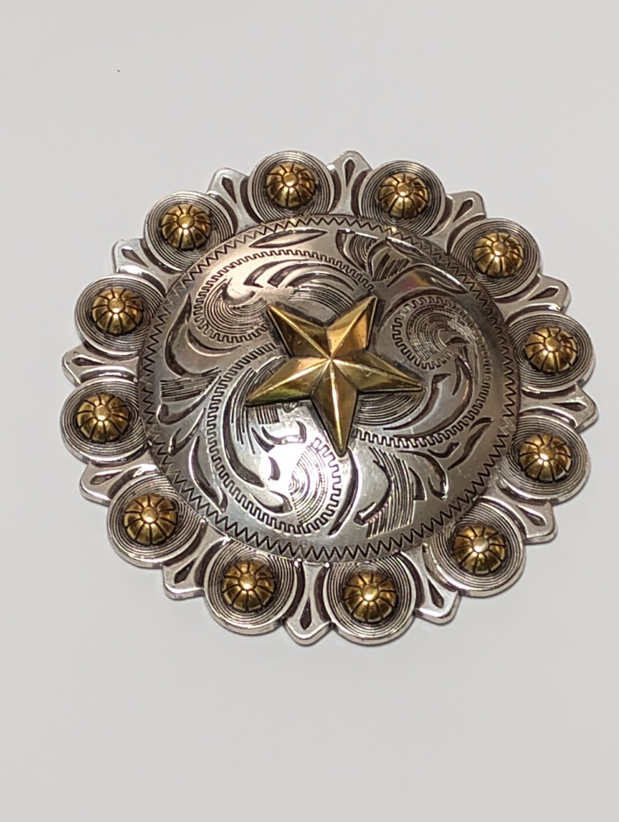 Large 4-1/2 inch Vintage Western Star Berry Concho with Chicago Screw Back #1