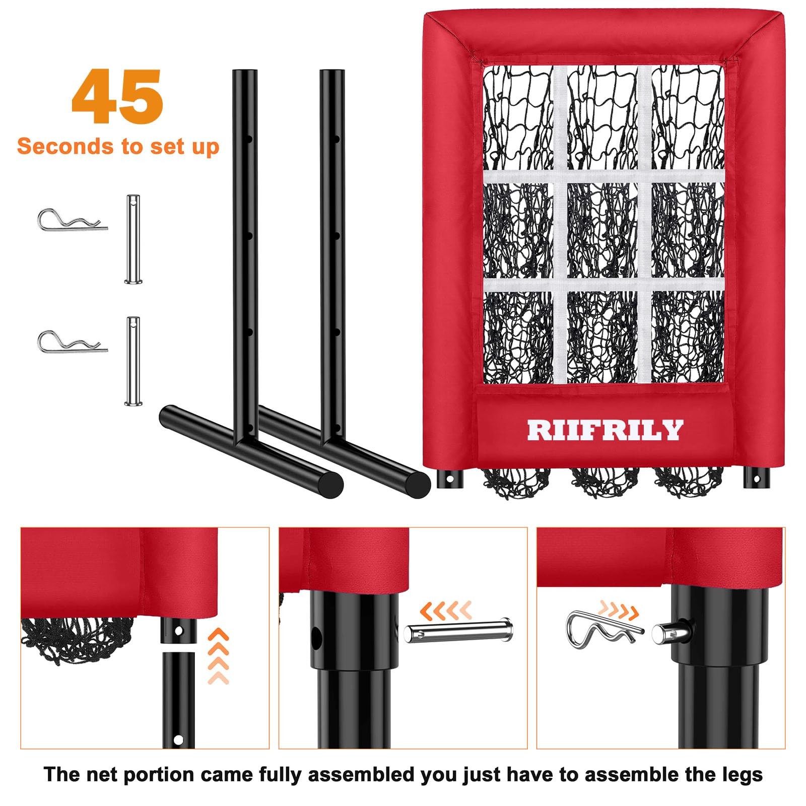 Heavy-Duty 9 Hole Baseball Pitching Net with Pitching Target Pockets, Regulat...