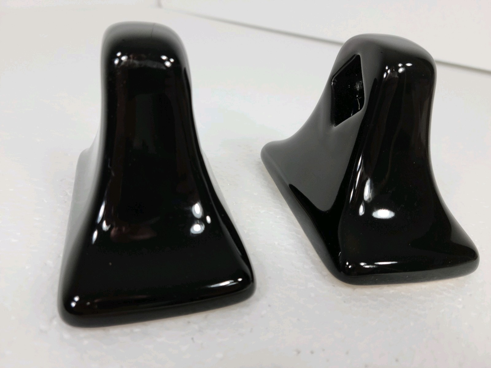 Vintage Black Ceramic Towel Bar Rod Rack Post Holders Flat Back Glue over Tile