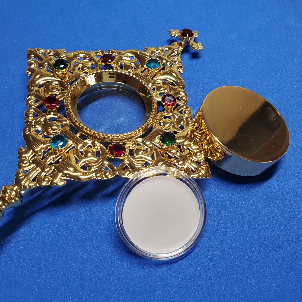 Brass Standing Reliquary Relic Holder Catholic Church Supply