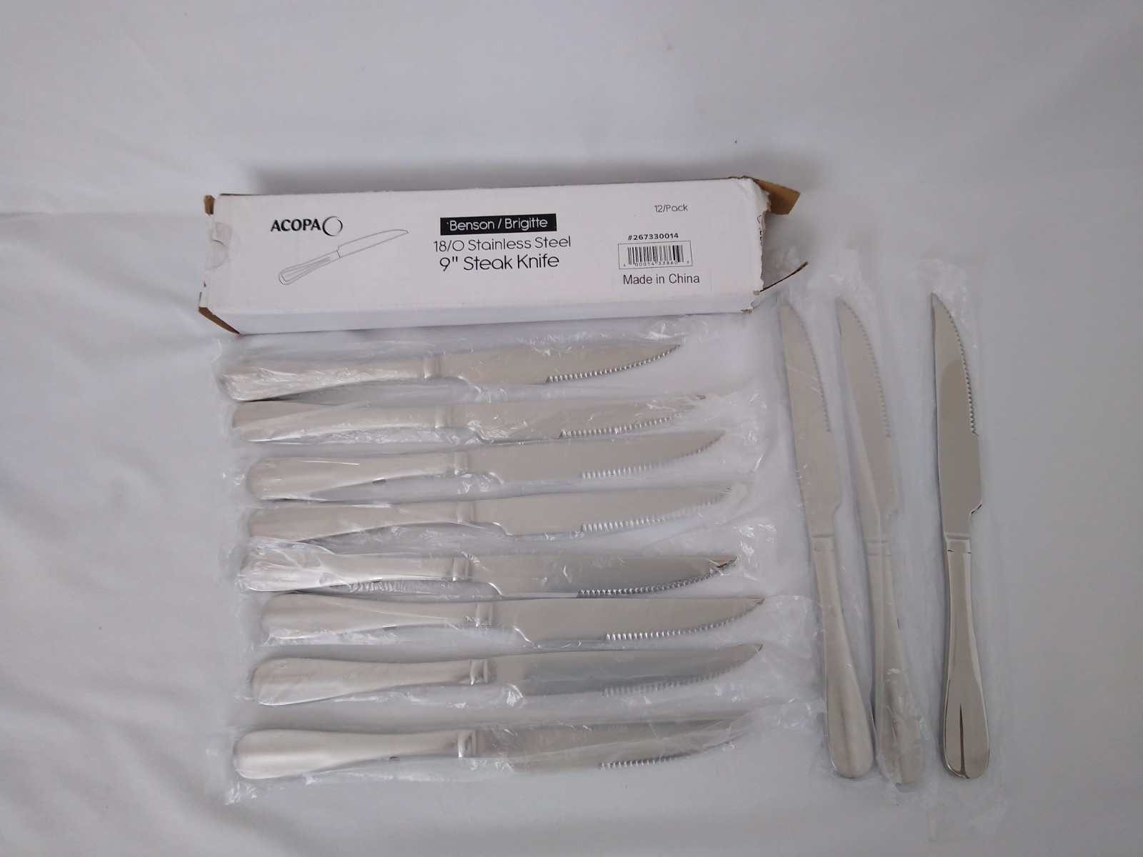 Acopa 18 0 Stainless Steel 9 in Steak Knife 11 Pack Benson Brigitte Flatware