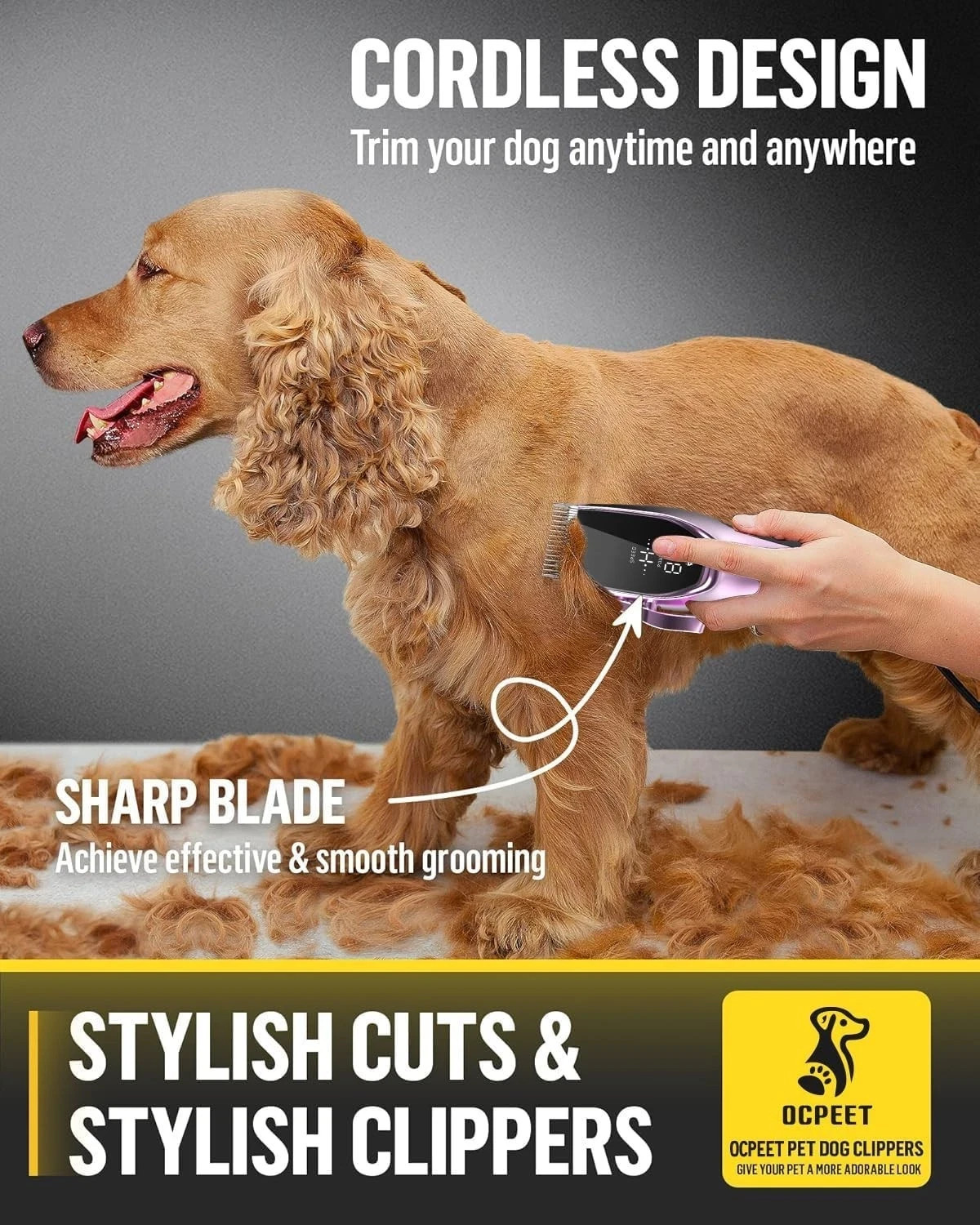 Professional PET CLIPPERS Dog Grooming Kit Heavy Duty Trimmer Thick Hair US