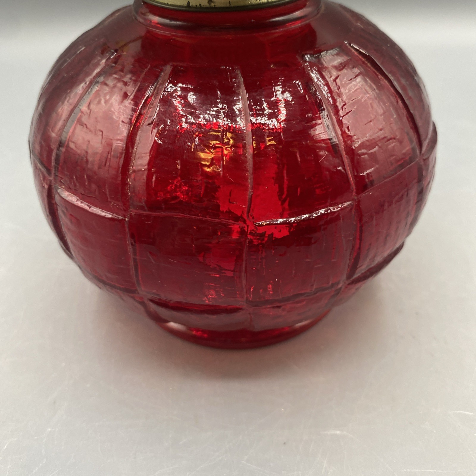 New Vintage Viking Glass Ruby (Red) Paneled Kerosene Lamp Eagle Burner BASE ONLY