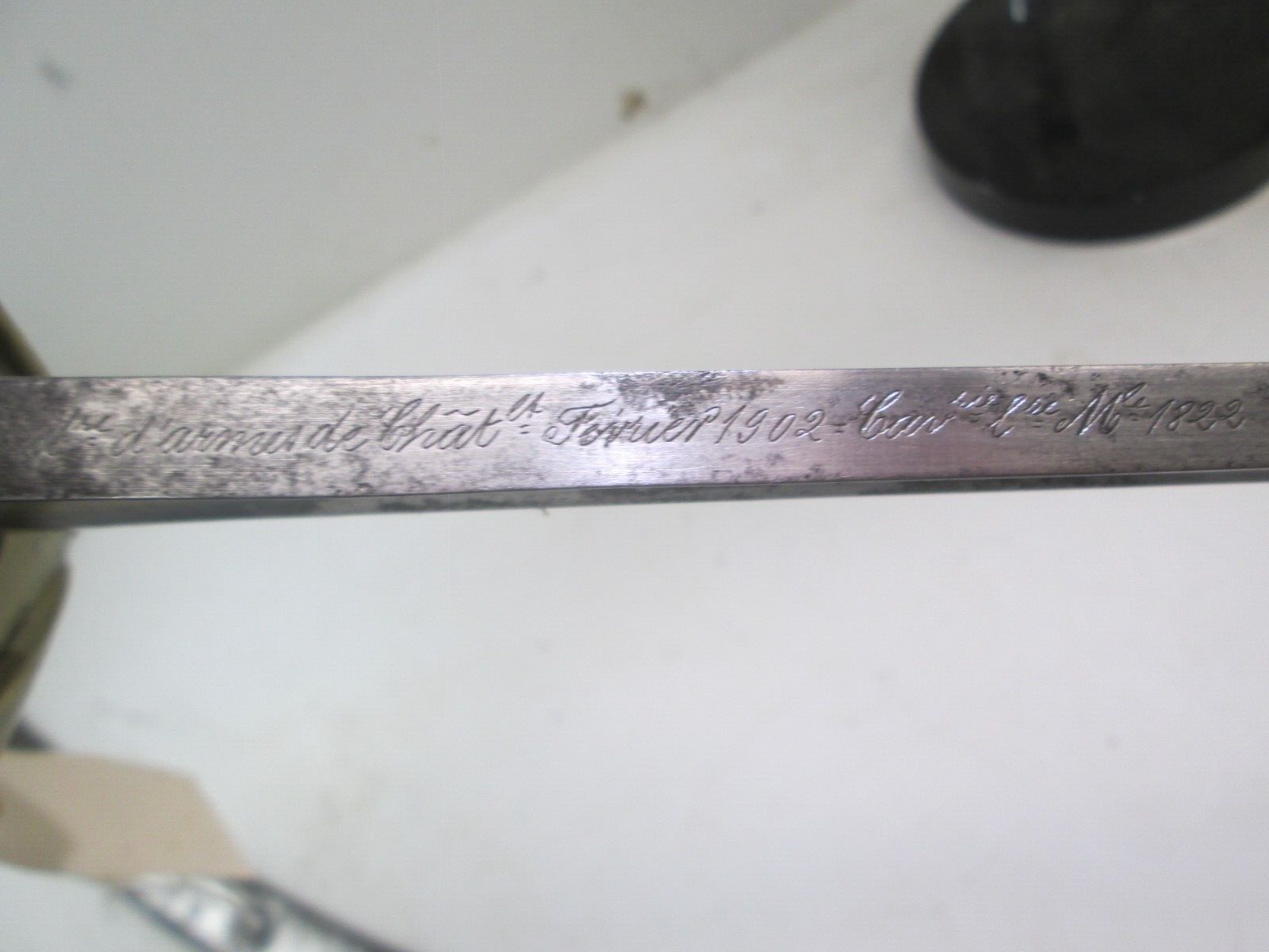 FRENCH HEAVY CAVALRY SWORD WITH SCABBARD DATED 1822 MAKER COFEDERATE IMPORT? T45